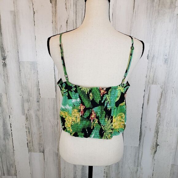 Nicole Miller Tropical Tie Front Crop Top Sz L - Picture 5 of 8